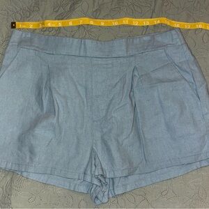 Women’s Rewash Light Blue Linen Pull On Short Size Large
